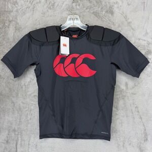 Canterbury VapoDri Mens Padded Rugby Base Layer Shirt Black Red Small NEW